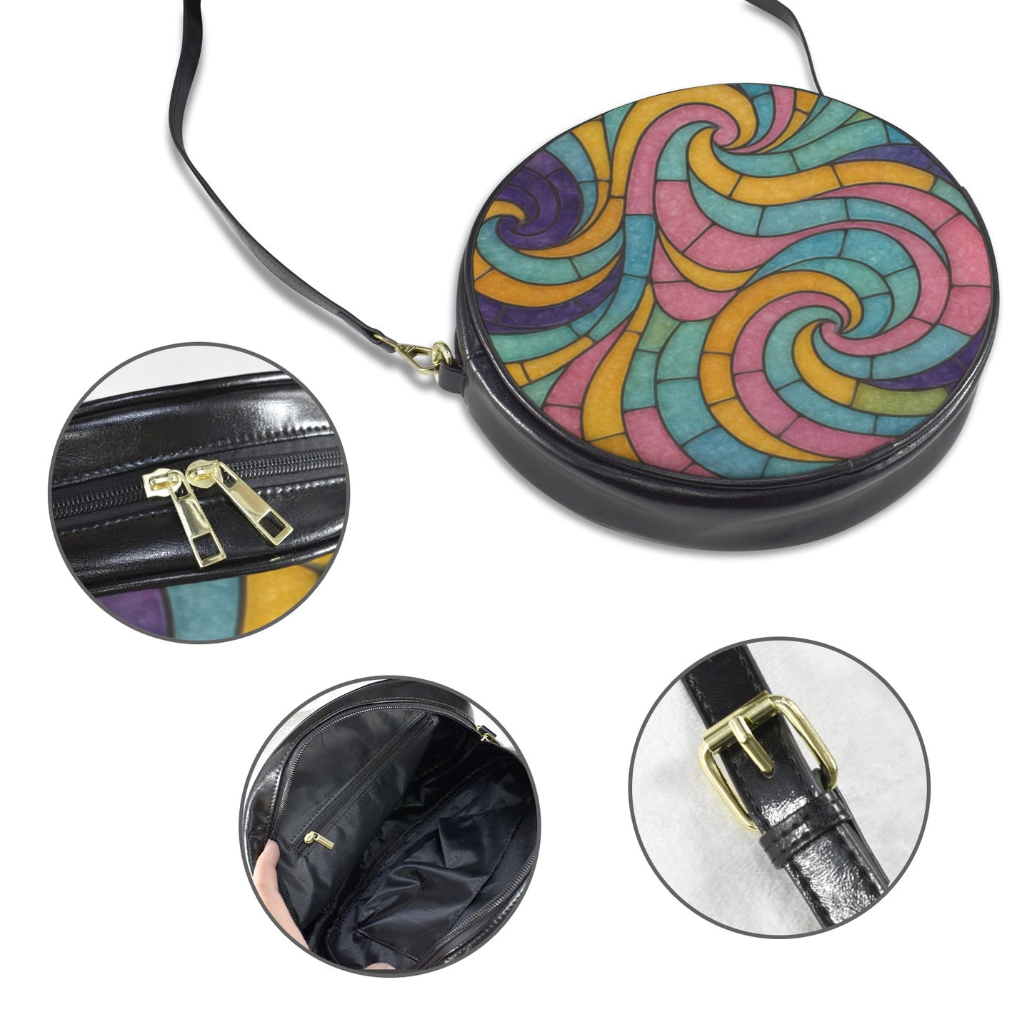 Pastel Mosaic Round Sling Bag-Lg