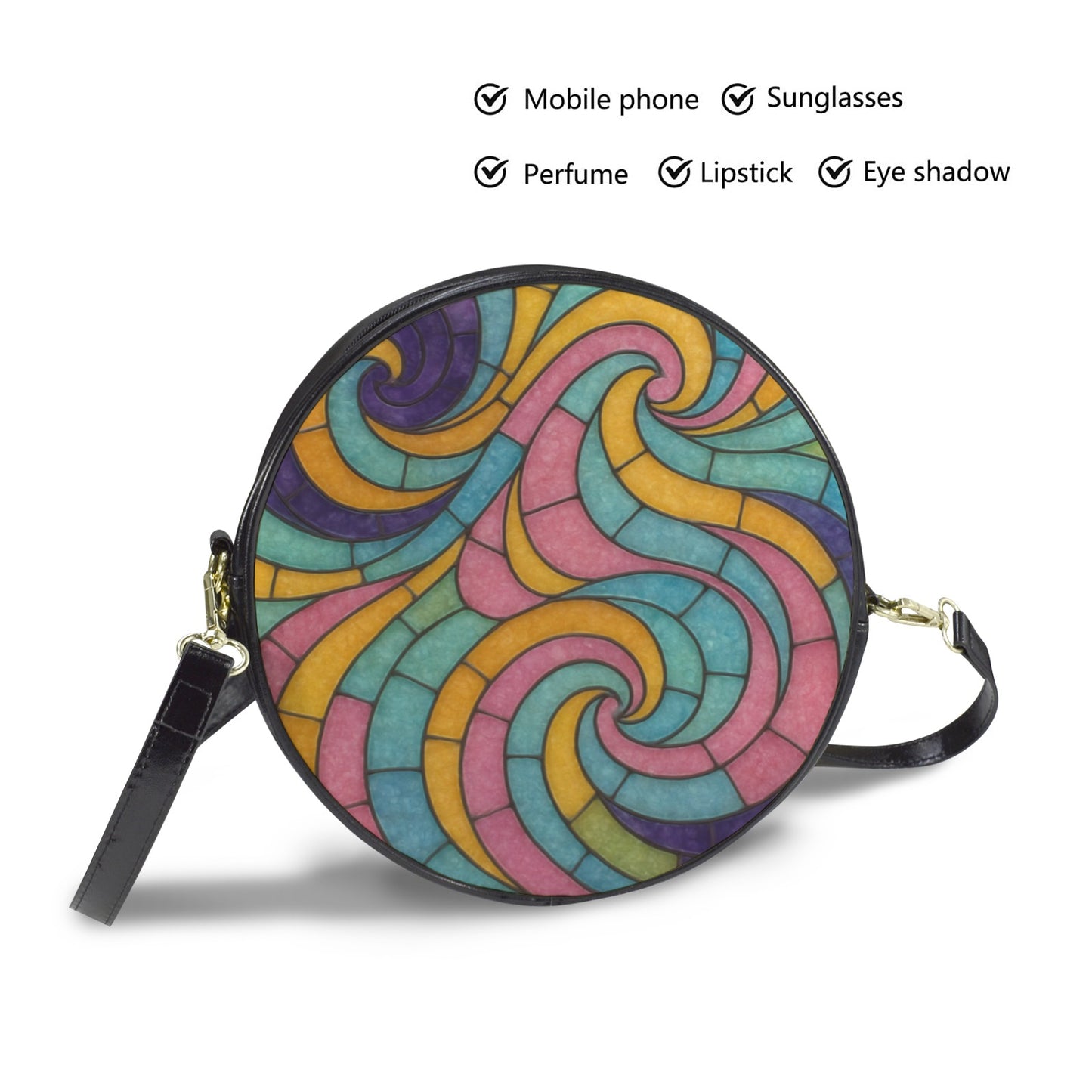 Pastel Mosaic Round Sling Bag-Lg